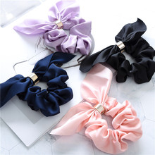 Solid Bunny Rabbit Ears Headbands Elastic Hair Band for Women Turban Head Wrap Bow Knot Metal Wire Scarf Hair Accessories 2024 - buy cheap