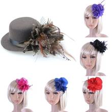 Sale 8Colors Hair Jewelry Party Wedding Hair Clip Hat Flower Feather Bride Headband Princess Hair Accessories 2024 - buy cheap