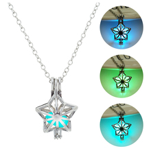 3 cores luminosas colar feminino oco cinco pontas estrela pingente colar venda quente brilho no escuro tira jóias de metal 2024 - compre barato