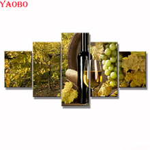 5d ponto cruz bordado diamante arte 5 peças/set vinho de uva pintura diamante quadrado completo redondo mosaico imagem da cozinha decoração 2024 - compre barato