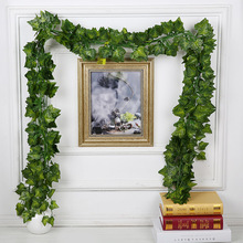 Plantas artificiales de seda de 180 cm, enredadera verde, decoración de boda, valla de ratán, arco de decoración con hojas verdes para colgar en la pared, A2450, 2 uds. 2024 - compra barato