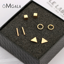 OMGALA 4Pairs/Set vintage Gold Color Stud Earring small Triangle Silver Color Earring Set For Women Jewelry Oorbellen Brincos 2024 - buy cheap