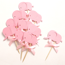 Lançamento personalizado arco e elefante rosa toppers de cupcake de dupla face palhetas para chá de bebê menina aniversário decoração lembranças de festa 2024 - compre barato