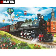 HOMFUN 5D DIY Diamond Painting Full Square/Round Drill "Train scenery"3D Embroidery Cross Stitch gift Home Decor A00271 2024 - buy cheap