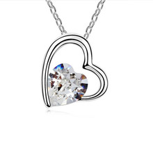 New fashion women jewellery silver Plated Cubic Zircoina Heart Pendant Necklace For Christmas Jewelry 2024 - buy cheap