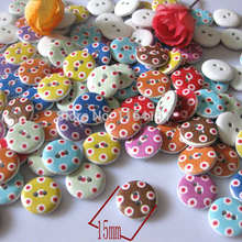 50/100pcs/lot Mixed Multicolor round painted wooden button good Wood button new patterns Sewing Buttons scrapbook 15 mm 2024 - buy cheap