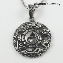 1 Piece! Yin Yang dragon Unisex 316L Stainless Steel Pendant Necklace Rhinestone High Quality KP1059 2024 - buy cheap