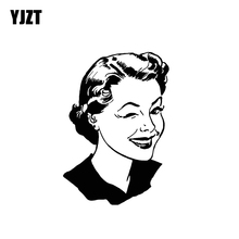 YJZT 8,6*12,4 см виниловые Стикеры с изображением молодой элегантной улыбающейся леди модные Стикеры для автомобиля Стильный черный/серебряный цвет 2024 - купить недорого