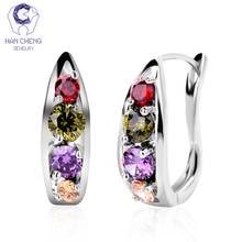 HanCheng New Fashion Charm Silver Plated Nail Geometric AAA Zircon CZ Gem Stone Stud Earrings For Women Jewelry bijoux brincos 2024 - buy cheap