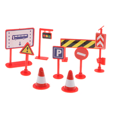 9 pieces Kids  Traffic Signs Kid Children's Educational Toy for Traffic Knowledge Learning Car & Train Playset Gift Red 2024 - buy cheap