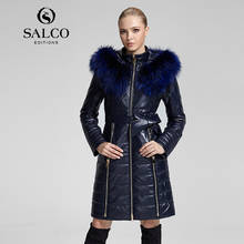 SALCO Free shipping 2019 newest popular in Europe and America long raccoon fur hooded leather jacket ladies section 2024 - buy cheap