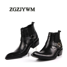 ZGZJYWM Spring/Summer Black/Red Boots Elastic Band Pointed Toe Bullock Patterns Oxford Dress Shoes For Men Ankle Boots 2024 - buy cheap