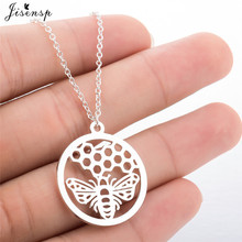 Jisensp Lovely Design Round Honey and Honeycomb Pendant Necklace Simple Fashion Animal Bee Charm Necklace for Women Gift 2024 - buy cheap