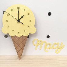 Красочные мороженое прекрасные настенные часы Висячие деревянные игрушки модель детская комната украшение ребенок Рождественский подарок на день рождения 2024 - купить недорого