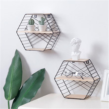 Nordic Simple Strip Holder Hexagon Shelf Metal Wooden Wall Hanging Rack Home Wall Decoration Storage Organizer Table Rack Decor 2024 - buy cheap