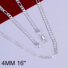 GNIMEGIL 16-30 inches Figaro Chain Curb Silver Plated Male Jewelry 4mm Chains Necklaces For Men Link Chain Jewelry Wholesale 2024 - buy cheap