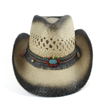 Chapéu de caubói ocidental, feminino, 2019, tecido ocidental, jazz, touca, feminino, masculino, pai, tamanhos 56-58cm 2024 - compre barato