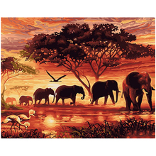 African sunset elephant 5d diy diamond painting full drill square round Diamond Embroidery mosaic wedding decorationZP-2170 2024 - buy cheap