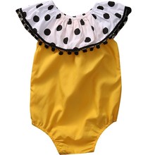 Newborn Infant Baby Girls Kids Polka Dot Off Shoulder Bodysuit Tassel Jumpsuit Playsuit Outfits Sunsuit Summer Clothes NEW 0-24M 2024 - buy cheap