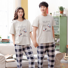 Women and men summer new Korean cotton comfortable thin casual short sleeve pants home two piece pajama sets pajama set pajamas 2024 - buy cheap
