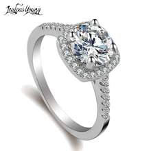 Anéis de casamento femininos clássicos de zircônia com cor branca ou dourada, cristal de zircônia, joias para presente 2024 - compre barato