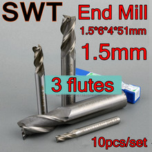 1.5*6*4*51mm 10pcs/set  6mm petiole  3 flutes HSS AL End Mill cutter drill Milling machine cutting tools Free shipping 2024 - buy cheap