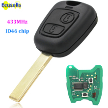 10pcs/lot For Citroen 2 BUTTON REMOTE KEY 433MHz + Transponder Chip ID46 +BLADE with groove 2024 - buy cheap