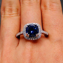 Круглые серебряные кольца с синим кристаллом 8x8 мм, очаровательные женские кольца с кубическим цирконием, свадебные украшения, кольцо, ремешок, Изящные Ювелирные изделия, аксессуары 2024 - купить недорого
