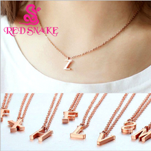 RED SNAKE Great Value! The 26 Letters Titanium Steel Rose Gold-color Jewelry Necklace 2024 - buy cheap