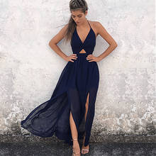 Womens Summer Boho Maxi Long Dress Evening Party Beach Dresses Sundress Floral Halter Dress Summer 2019 2024 - buy cheap