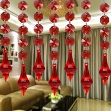 Decoração de casamento 11cm, lustre suspenso de cristal acrílico vermelho da guirlanda, fontes de festa com 10 peças 2024 - compre barato