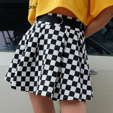 Bangniweigou Preppy Black White Checkered Pleated Skirt Girls Summer High Waist Checkerboard Short Skirt Plaid Harajuku Outfits 2024 - buy cheap