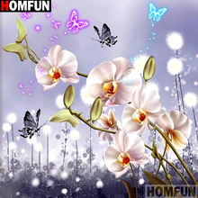 HOMFUN-pintura de diamante 5D DIY "mariposa y flores", bordado 3D con diamantes de imitación cuadrados o redondos, estilo punto de cruz, decoración 5D, A14246 2024 - compra barato