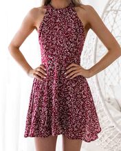 Fashion Women Sleeveless Sundress Boho Short Mini Open Back Printed Dresses Party Dress Beach Floral Sundress 2024 - buy cheap