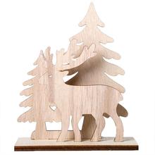 1Pc Natural Wooden Christmas Desk Ornament DIY Elk Snowman Santa Wood Table Ornament Xmas Home Crafts Festive Small Gifts 2024 - buy cheap