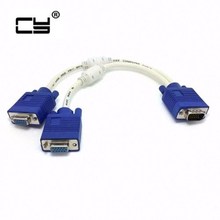 Adaptador de cabo de extensão, vga, svga macho para 2, vga dois, hdb15, fêmea, divisor com conversor de conector 2024 - compre barato