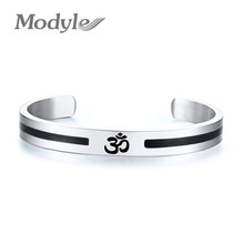 Modyle Casual AUM OM Bangle For Men Women Simple Stainless Steel Open Cuff Bracelets Yoga Religious Lucky Peace Indian Jewelry 2024 - buy cheap