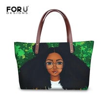 FORUDESIGNS Women Top-handle Bags Black Art Afro Lady Girls Pattern Shoulder Bag for Girls Casual Tote Women's Handbags Fashion 2024 - buy cheap