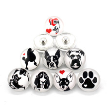 Hot Sale Mixs 50pcs/lot 18mm Glass Snap Buttons I Love Dog Animal Snap Chams Fit DIY Ginger Snap Bracelet Necklace Jewelry 2024 - buy cheap