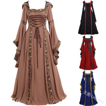 Большой размер 5XL Средневековый Ренессанс платье халат костюм Готический женский спереди на шнуровке Макси корсет корт стиль Хэллоуин платье наряд 2024 - купить недорого