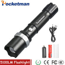 LED Tactical Flashlight 5100 Lumens XM-L T6 Zoomable Lanterna LED Torch Flashlights For 18650 Rechargeable Battery or AAA 2024 - buy cheap