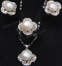 Akoya-Conjunto de pendientes/anillo/collar con Perlas cultivadas blancas, conjunto de colgante, AAA> Envío Gratis 2024 - compra barato