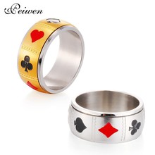 Spinner Playing Card Ring Stainless Steel Gold Silver Color Lucky Poker For Men Women Rotating Finger Rings Punk Jewelry 2024 - buy cheap
