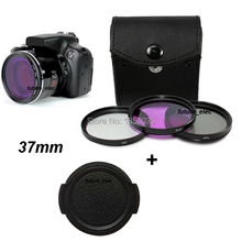 37mm 37 mm 3 Pcs UV CPL FLD Filter+1 x Center Pinch Snap-On Front Lens Cap Cover Hood For Canon Nikon Sony Olympus Pentax Camera 2024 - buy cheap