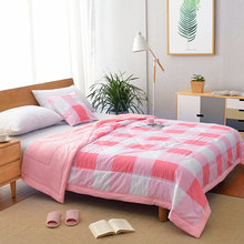 Summer Washed Cotton Air-conditioning Quilt Soft Breathable Blanket Thin Stripe Plaid Comforter Bed Cover 2024 - buy cheap