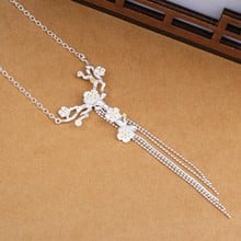 New Fashion Popular Exquisite 925 Sterling Silver Jewelry Personality Plum Flowers Long Sweater Chain Pendant Necklaces  N185 2024 - buy cheap