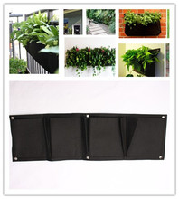 Lowest Price Outdoor Vertical Gardening Non Woven Hanging Wall Garden 4 Planting Bags Seedling Wall Planter flower pots 2024 - buy cheap