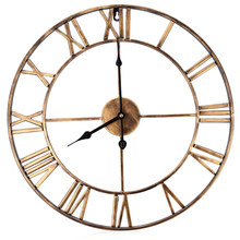 18,5 pulgadas 3D Circular Retro romano forjado hueco hierro Vintage gran silencio decorativo Reloj de pared en la decoración de la pared para A casa 2024 - compra barato