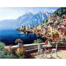 Beauty Life Diamond Mosaic Landscape seaside mountain town dimensional embroidery DIY diamond painting nature scenery painting 2024 - buy cheap