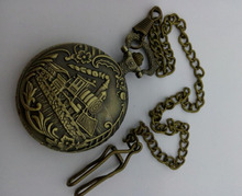 Antique Case Vintage Brass Rib Chain Quartz Pocket Watch FOB chain Train for men montre femme Gift 10 pcs 2024 - buy cheap
